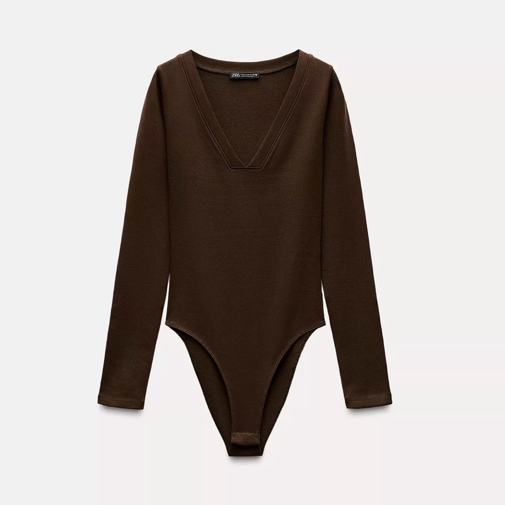 Zara Brown Long Sleeve Bodysuit